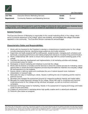 Executive Director Marketing Service Job Description Template