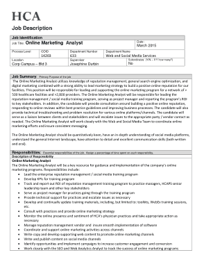 Online Marketing Analyst Job Description PDF Template