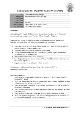 Free Download PDF Books, Assistant Marketing Manager JD Job Description Template