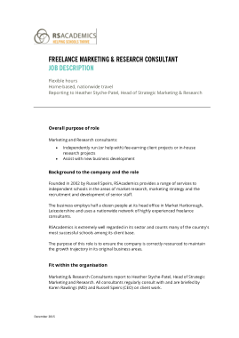 Marketing Research Consultant Job Description Example Template