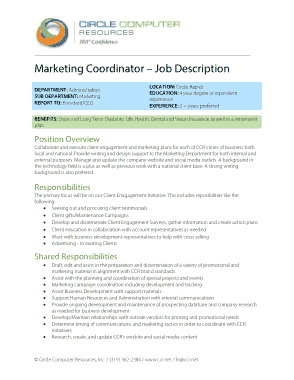 Marketing Coordinator Job Description Template