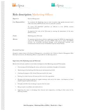 Example of Marketing Officer Job Description Template
