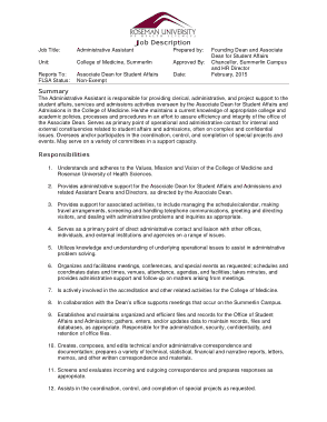 Medical Office Administrative Assistant Job Description