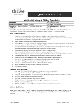 Medical Coding Specialist Job Description