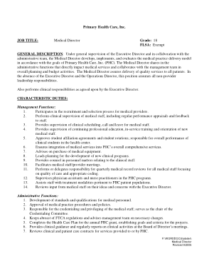 Healthcare Medical Director Job Description PDF