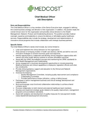 Chief Medical Officer Job Description Sample