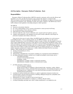 Emergency Medical Technician Job Description