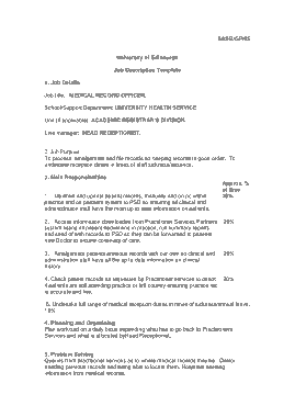 Medical Records Officer Job Description in PDF