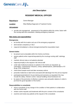 Resident Medical Officer Job Description