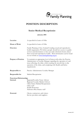 Free Download PDF Books, Senior Medical Receptionist Job Description