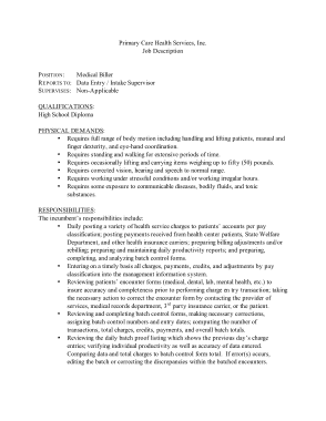 Medical  Biller Records Job Description