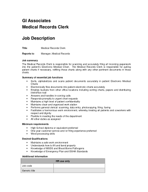 Medical Records Clerk Job Description