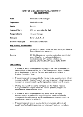 Medical Records Manager Job Description Summary Example