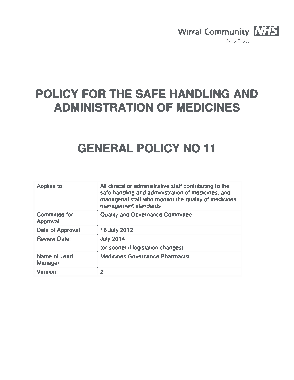 Safe Handling and Administration of Medication Policy Template