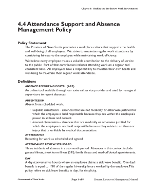Attendance Support and Absence Management Policy. Template