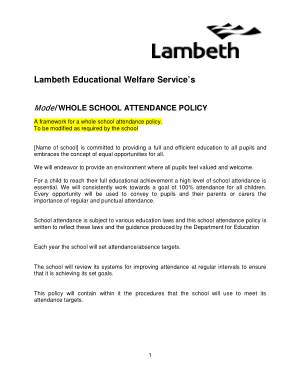 Whole School Attendance Policy Template