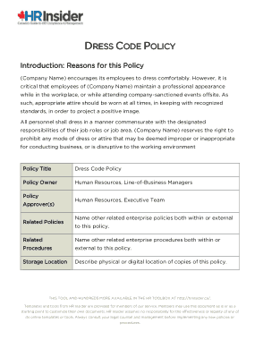 Dress Code Policy Sample Template
