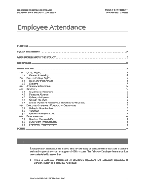Free Download PDF Books, Employee Attendance Policy Template