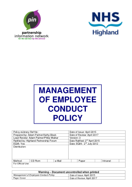 Management Of Employee Conduct Policy Template