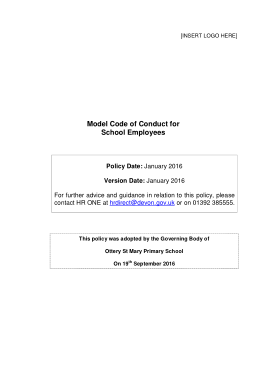Model Code of Conduct for School Employees Policy Template