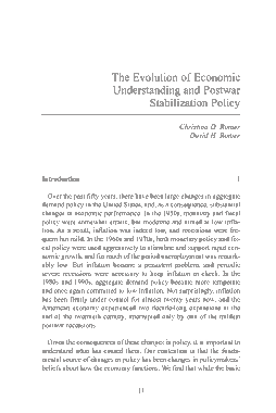 Evolution of Economic Understanding and Postwar Stabilization Expansionary Policy Template