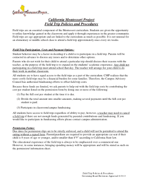 Field Trip Policies and Procedures Template