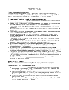 Field Trip Policy Template