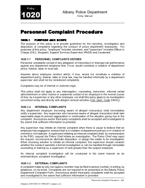 Personal Complaint Procedure Template