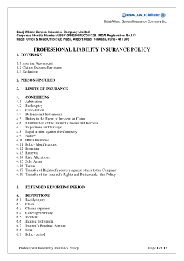 Professional Liability Insurance Policy Template