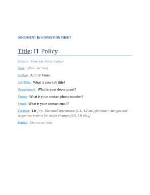 IT Policy Sample Template