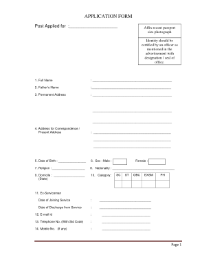 Application Form Identity Certificate Template