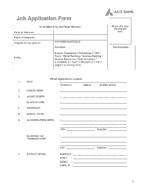 Bank Job Application Form Template