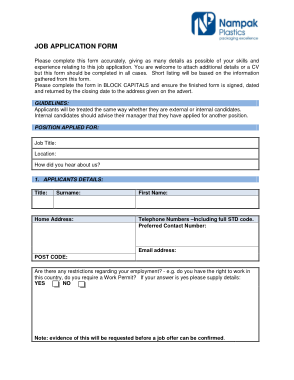 Basic Job Application Form Example Template