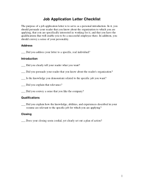 Free Download PDF Books, Basic Job Application Letter Checklist Template