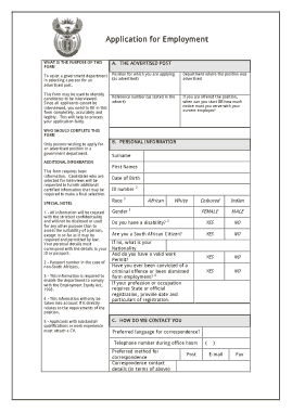 Government Job Application Form Template