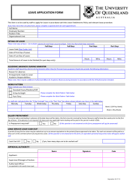 Job Leave Application Form Template