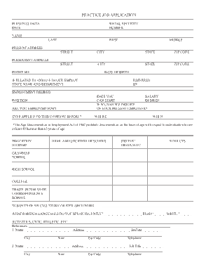 Practice Job Application for High School Template