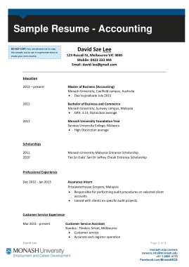 Resume for Accounting Job Application Template