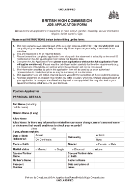 Sample Job Application Form Printable Template