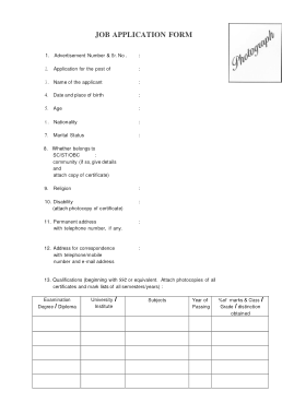Standard Blank Job Application Form Template