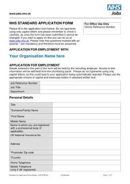 Standard Job Application Form Sample Template