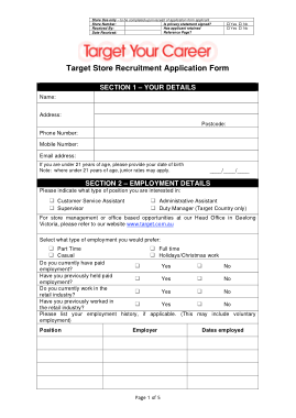 Target Retail Store Job Application Form Template