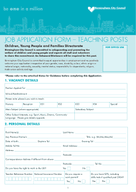 Teaching Job Application Template