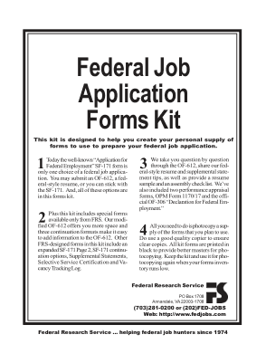 Blank Federal Job Application Forms Kit Template