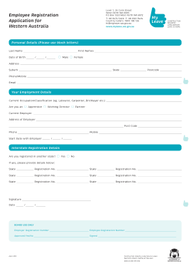 Employee Application Registration Form Template