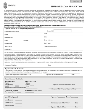 Employee Loan Application Form Sample Template