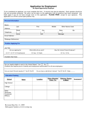 Non Law Enforcement Employment Application Form Template