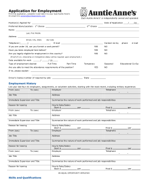Online Employment Application Form Template