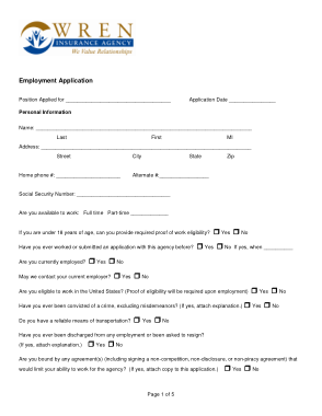 Printable Employment Insurance Application Template