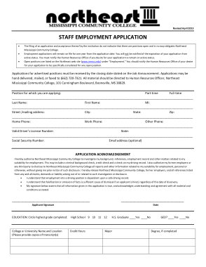 Staff Employment Application Template